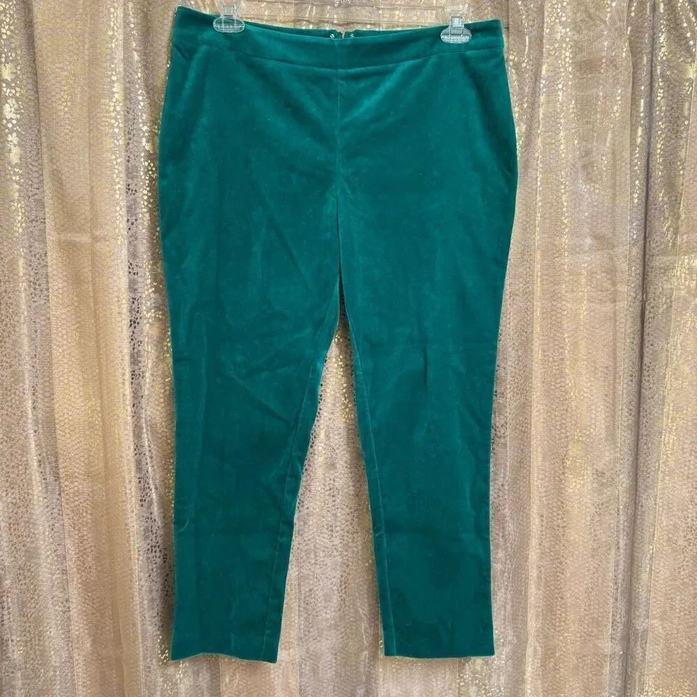Vineyard Vines Womens Kelly Green Velour Velvet Cropped Pants Size 12 NWT